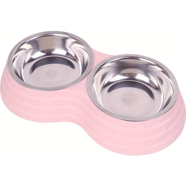 TEMU Stainless Steel Double Pet Bowls For Dogs, Dog Food And Water Bowls With Non-skid Base, Easy To Clean
