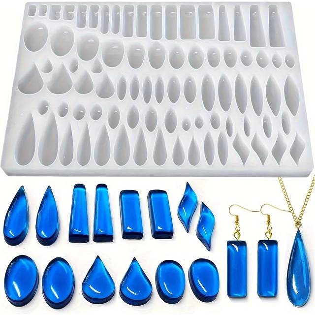 TEMU 1pc Stud Earrings Silicone Mold With 41 Shapes, Rectangle Teardrop Dangle Uv Resin Mold, Geometric Jewelry Making Casting Mold