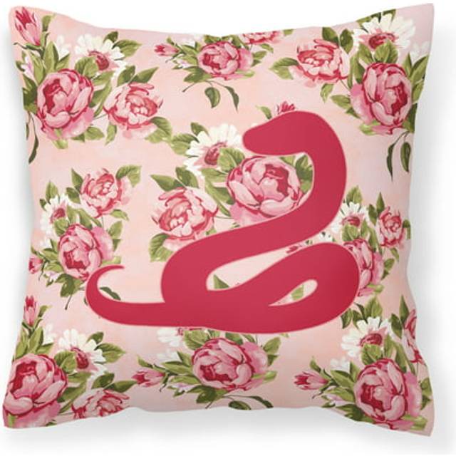 Caroline's Treasures BB1124-RS-PK-PW1414 Snake Shabby Chic Pink Roses Pillow  14 x 14  Multicolor