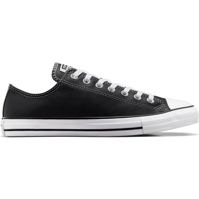 Converse Leather Ox Trainers - Black, Black/White, Size 11, Women