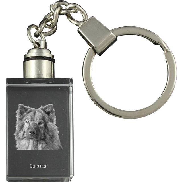 Eurasian, Eurasier - Crystal key ring with dog photo, illuminated key ring, unique gift by Art-Dog brand transparent