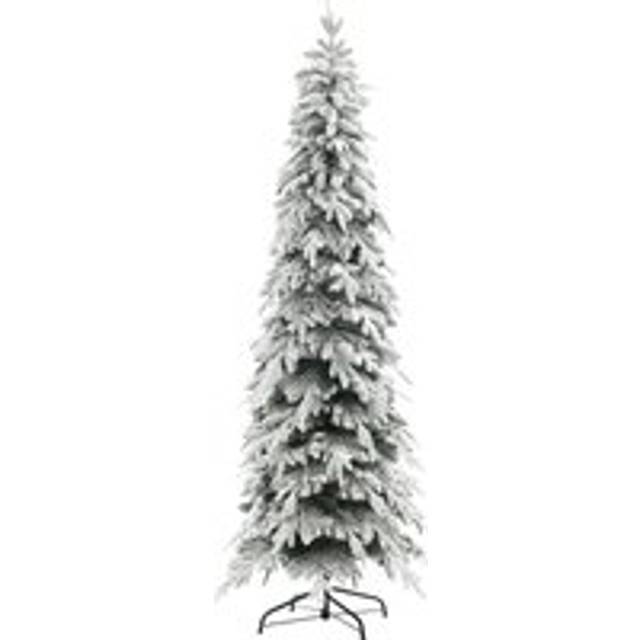 Homcom 6ft Pencil Artificial Christmas Tree, Snow Flocked Xmas Tree With Downswept Branches And 600 Tips, Auto Open, Steel Base, Holiday Decoration Fo