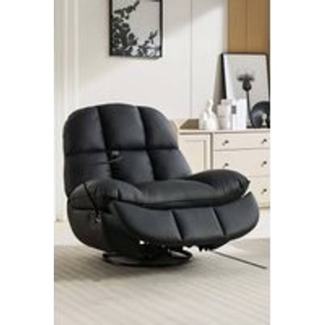 More4homes Chicago Black Bonded Leather Lounge Swivel Rocking Manual Recliner Chair, Black