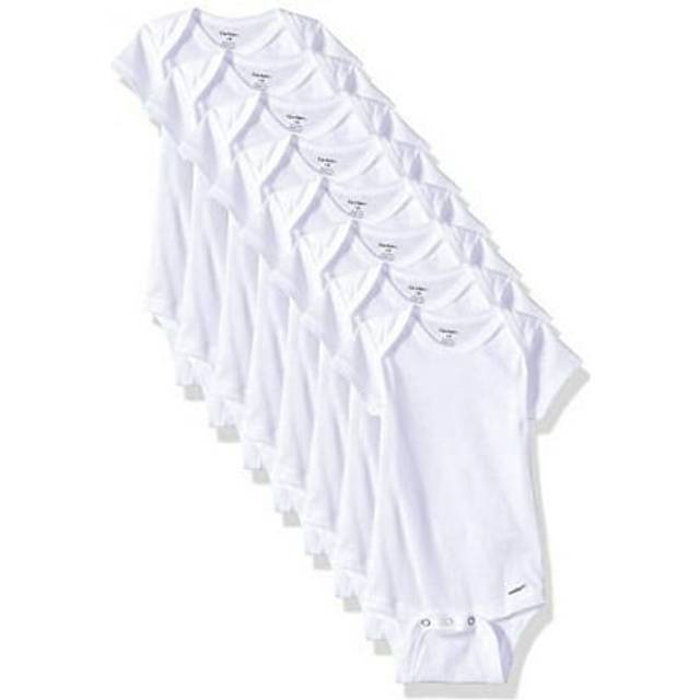 Gerber Baby 8-Pack Short Sleeve Onesies Bodysuits  Solid White  24 Months