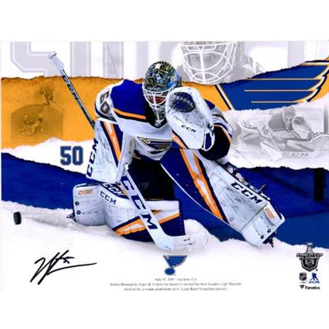 Jordan Binnington St. Louis Blues Autographed 11" x 14" First Stanley Cup Playoffs Shutout Photograph