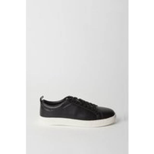 Burton Mens Trainers Black Faux Leather Comfortable Casual Sneakers