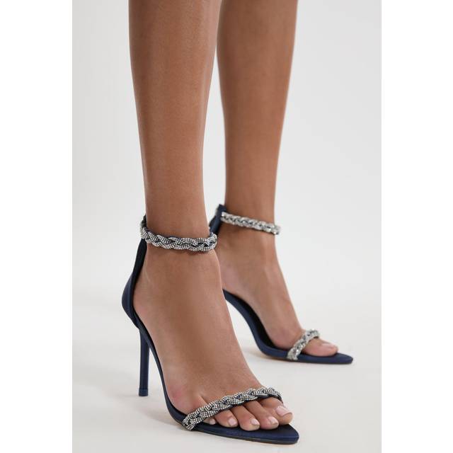 Open Toe Diamante Heel - Navy