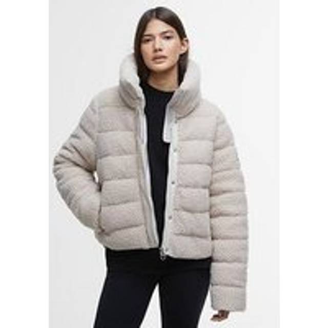 Barbour International Franchesca Quilted Fleece Jacket - Cream, Cream, Size 18, Women