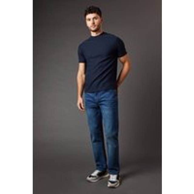 Burton Mens Straight Jeans Classic Fit Blue Wash Stretch Fabric