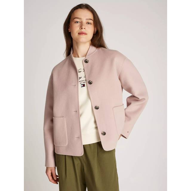 Wool Blend Baseball Collar Jacket - LIGHT PINK - EU42