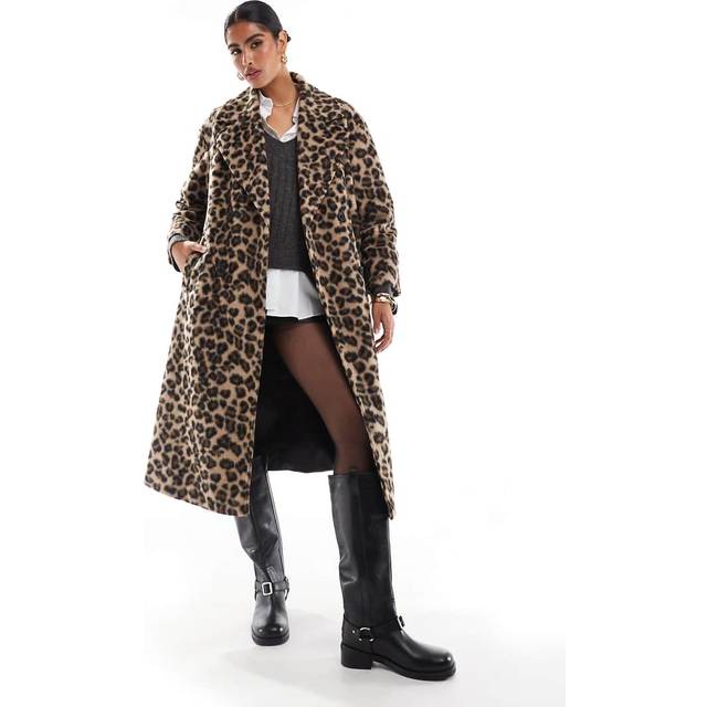 Stradivarius – Leopardmönstrad kappa i lång modell-Flera