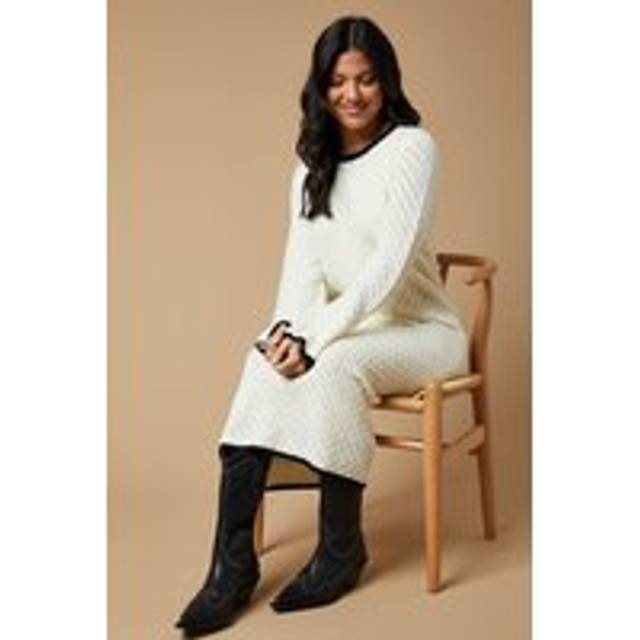 Oasis Ecru Knitted Dress Womens Casual Dresses