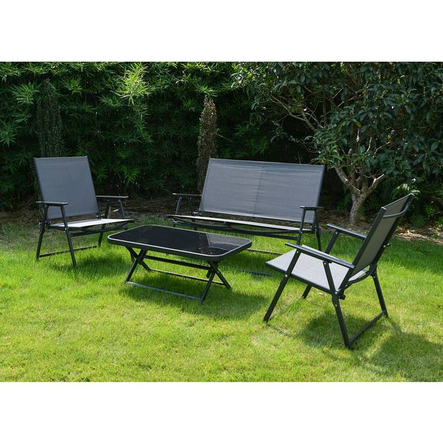 Atlanta Folding Sofa Set - Black - Outdoor Essentials