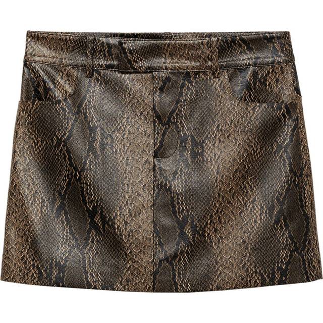 Mango Kimmy Snake Print Mini Skirt, Light Beige