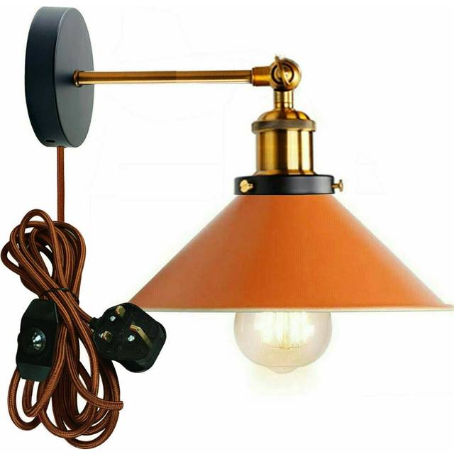 Industrial Wall Light Plug In Vintage Metal Sconce ~5258 - Orange - Yes