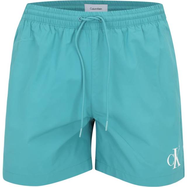 Medium Drawstring Swim Shorts - CK Monogram - Green - XXL