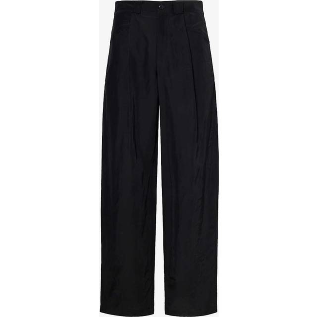 Giorgio Armani Mens Black Beauty Relaxed-fit Straight-leg Woven-blend Trousers 34 - BLACK BEAUTY