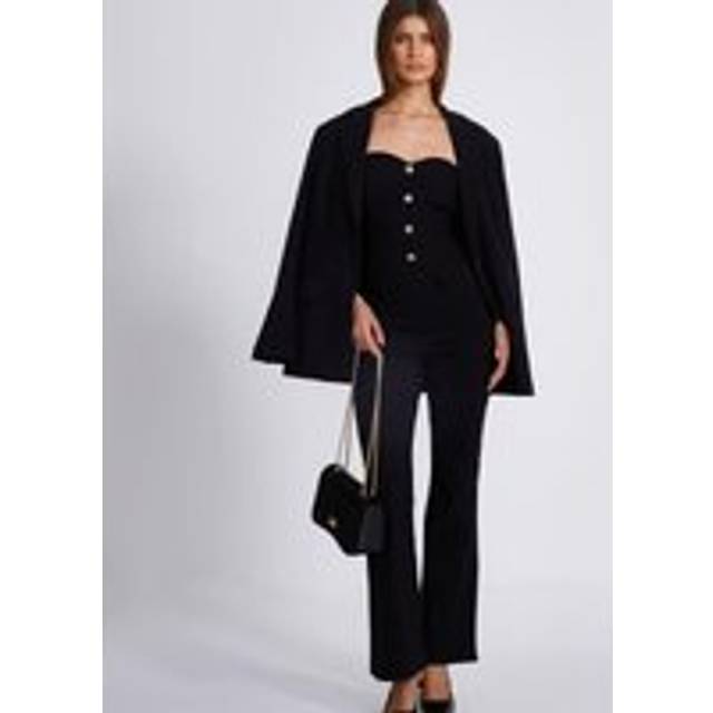 Womens Black Textured Button Front Top - 8