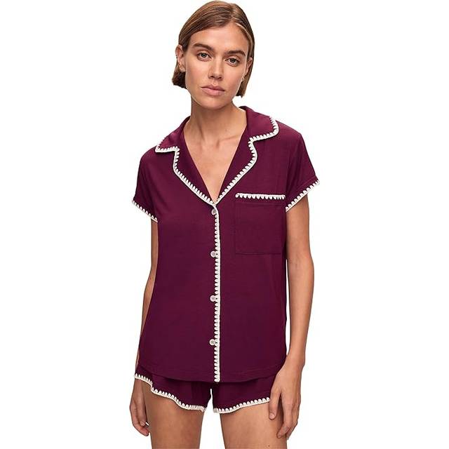 Frida Short PJ Set - PLUM IVORY - X-Large