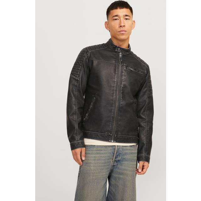 Biker leather jacket Jack & Jones Rocky - Noir - S
