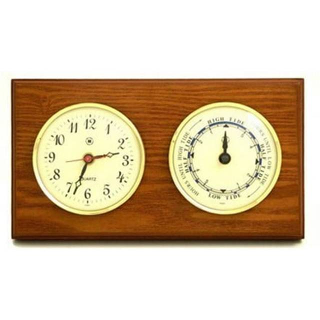 Bey-Berk International WS116 Quartz Clock & Tide Clock - Oak Wood