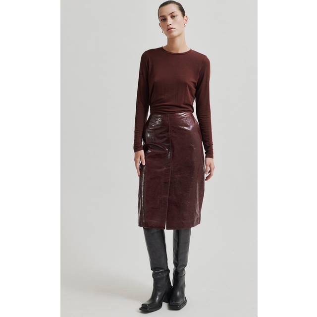 Second Female Queens leather skirt Kjolar BITTER CHOCOLAT Dam S