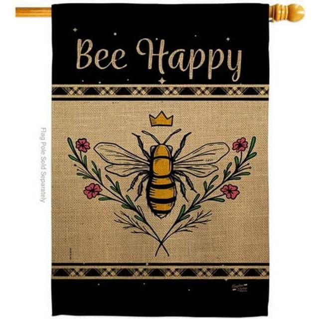 Angeleno Heritage H137208-BO Queen Bee Happy Friends Double-Sided Garden Decorative House Flag, Multi Color