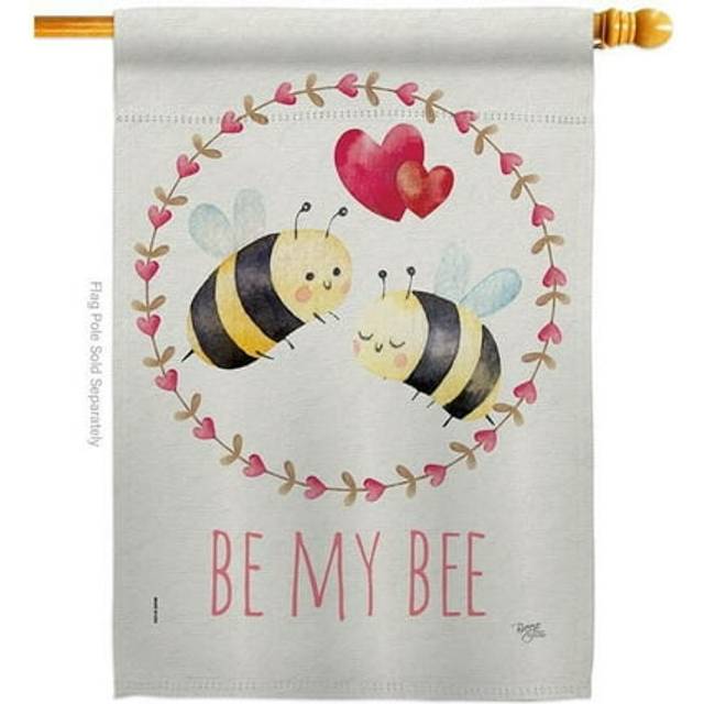Breeze Decor H101077-BO Be My Bee Springtime Valentine Double-Sided Garden Decorative House Flag, Multi Color