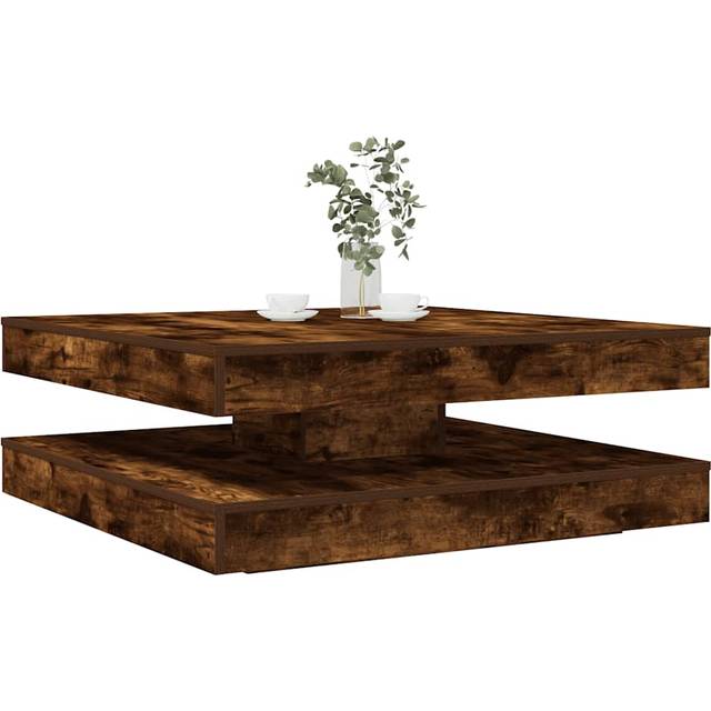 vidaXL Coffee Table 360-Degree Rotatable Smoked Oak 90x90x34.5 cm