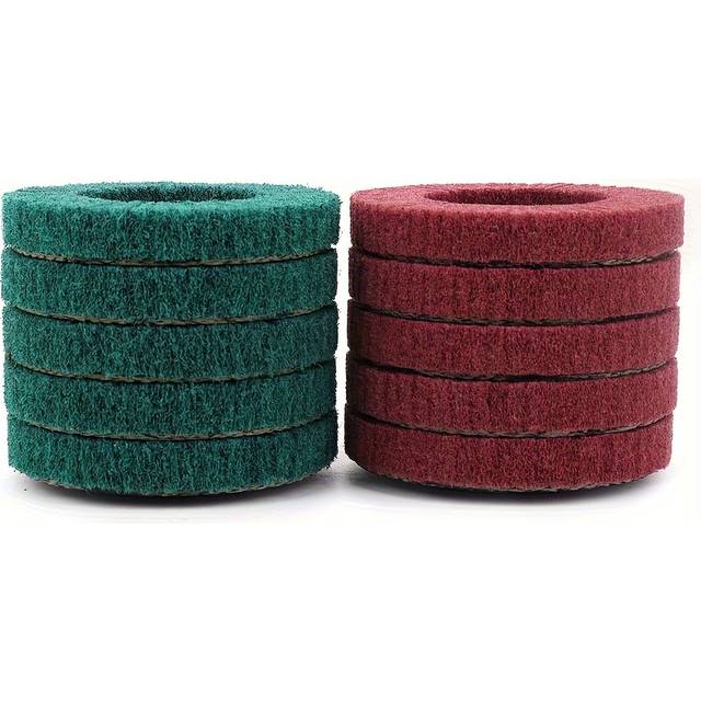 TEMU 10 Pcs 180/320 Grit Nylon Fiber Flip Metal Polishing Wheels, 4 Inch Abrasive Polishing Discs, Deburring And Rust Removal For Complex Surface Welding