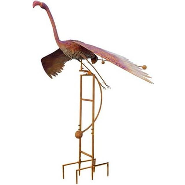 Continental Art Center 18240 Metal Flying Flamingo Rocker Stake - Rustic - Big