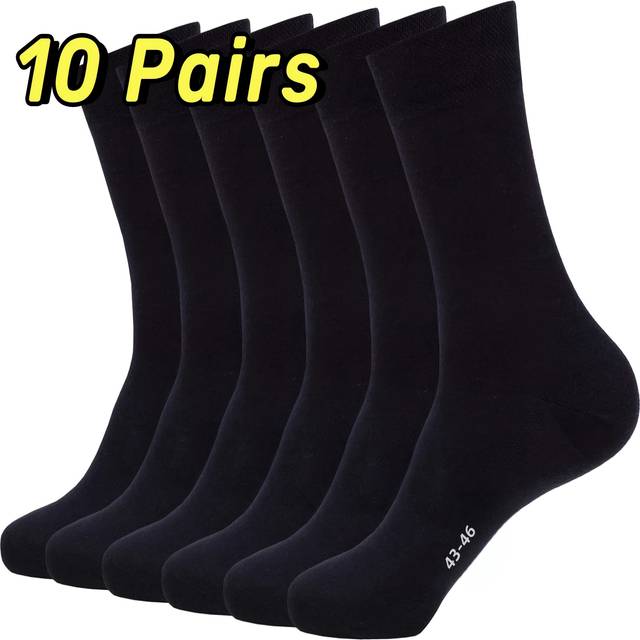 TEMU 10 Pairs Dress Socks Herren 43-46, Thin Lightweight For Office Business Comfortable Casual Crew Socks, Men's Size 9-11
