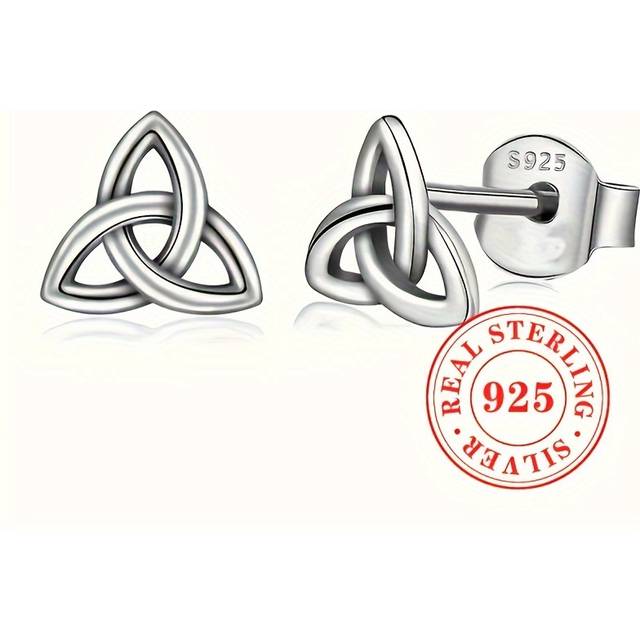 TEMU A Pair Of Stylish Earrings, Simple Celtic Earrings With Cute Earrings, 1.2 Grams Of S925 Sterling Silver Girls' Party Jewelry