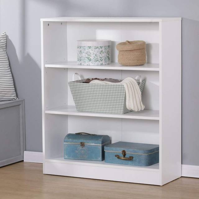 (White - Short) Bookcase Display Shelf Freestanding