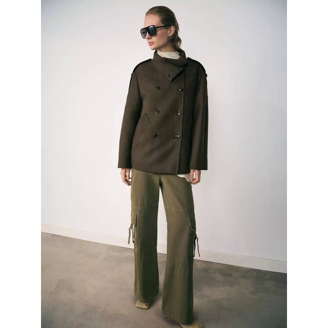 Mango Cairo Wool Blend Coat, Khaki