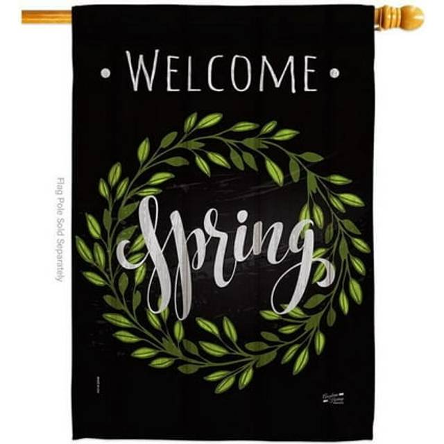 Angeleno Heritage H137438-BO Spring Wreath Floral Double-Sided Garden Decorative House Flag, Multi Color