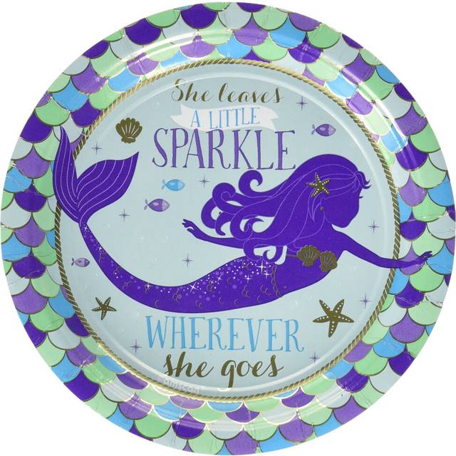 Meerjungfrau Partyteller, 8 Stk, 18cm, Mermaid Pappteller
