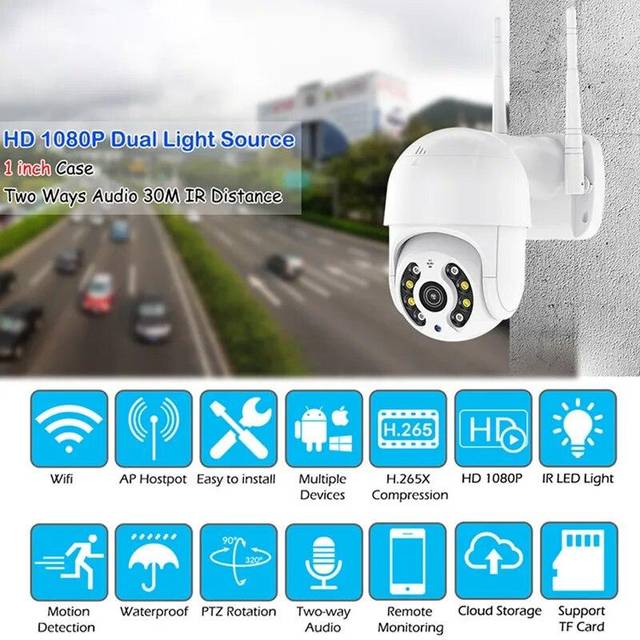 8MP 4K IP Camera 5MP Speed Dome Auto Tracking PTZ Camera Smart Home Outdoor Wireless WIFI Camera Surveillance Monitor 5MP EU Plug no card
