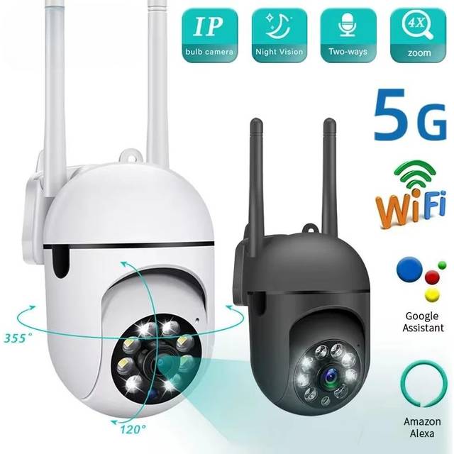 2.4G 5GHZ PTZ WIFI IP Wireless Camera Auto Track 4X Zoom Security Cam Full Color Night Vision CCTV Surveillance Network Camera EU plug white