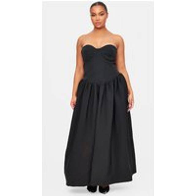 Plus Premium Black Underwired Corset Maxi Dress, Black - 20