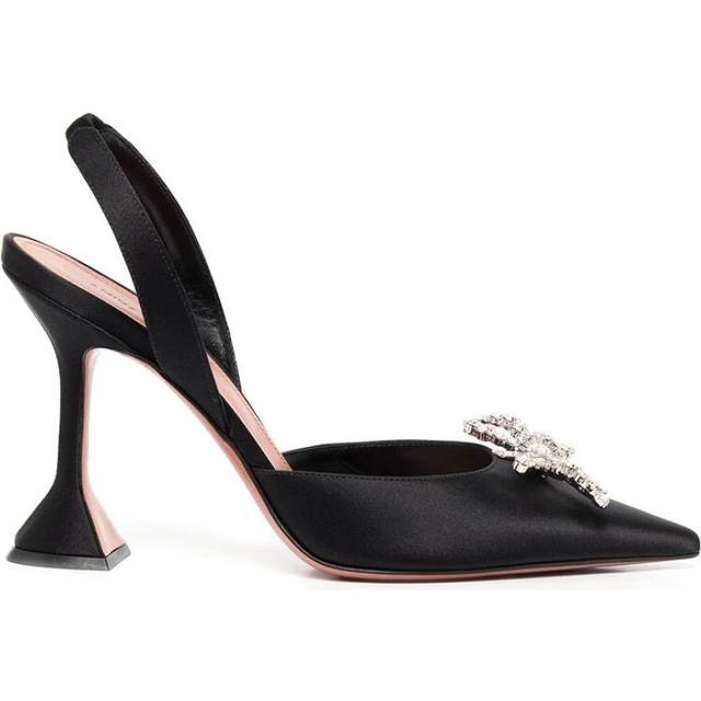 Amina Muaddi Black Begum Sling Heels - BLACK + WHITE - IT 37.5
