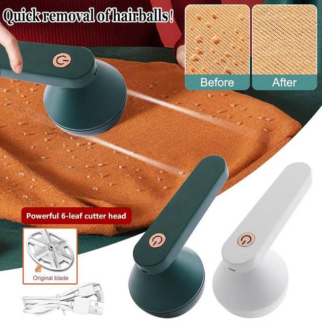 Electric Household Clothes Hairball Remover 6 Leaf Cutter Head Sweater Hairball Removal Artifact Fluff Remover Clothing Care green