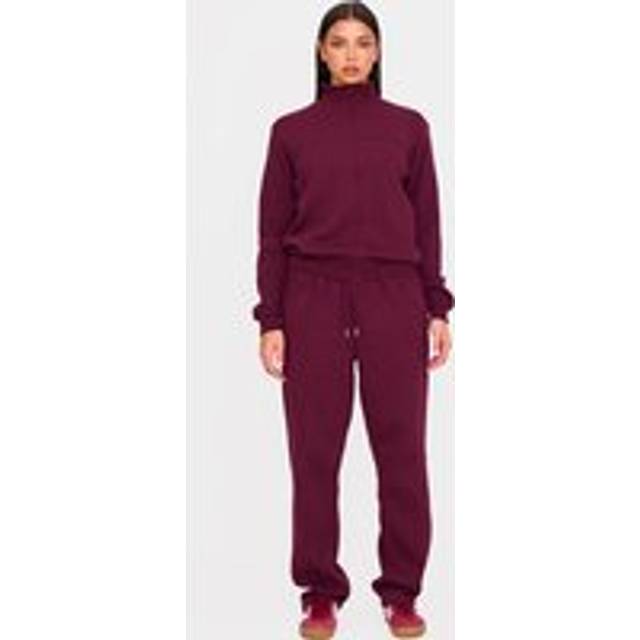 Burgundy Seam Detail Wide Leg Joggers, Red - M