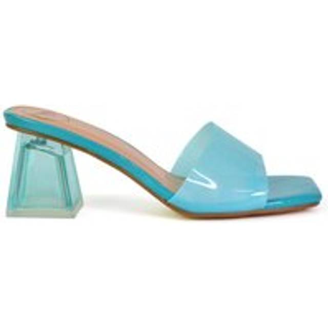 Womens perspex low heel sandals ladies slip on transparent shoes size 3-8