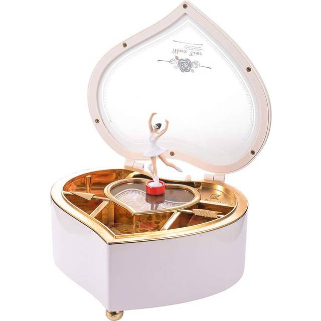 Rainbowie Heart Musical Jewelry Box, Musical Jewelry Storage Box with Dancing Girl,Arrow Design Christmas Gift