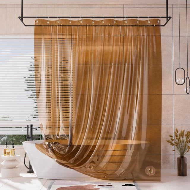 AmazerBath Long Shower Curtain Liner  100% EVA Soft Clear Amber Heavy Duty 78 inch Shower Curtain and Liner 2-in-1  72x78 Plastic Bathroom Shower Curt