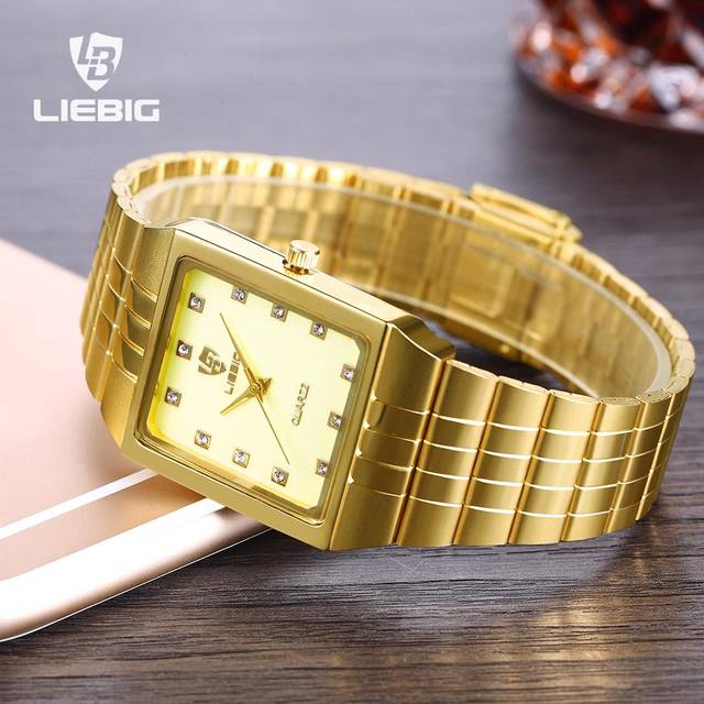 Golden Quartz Watch Men Luxury Watches Luxury Gold Bracelet Wrist Watches Steel Male Clock Men white