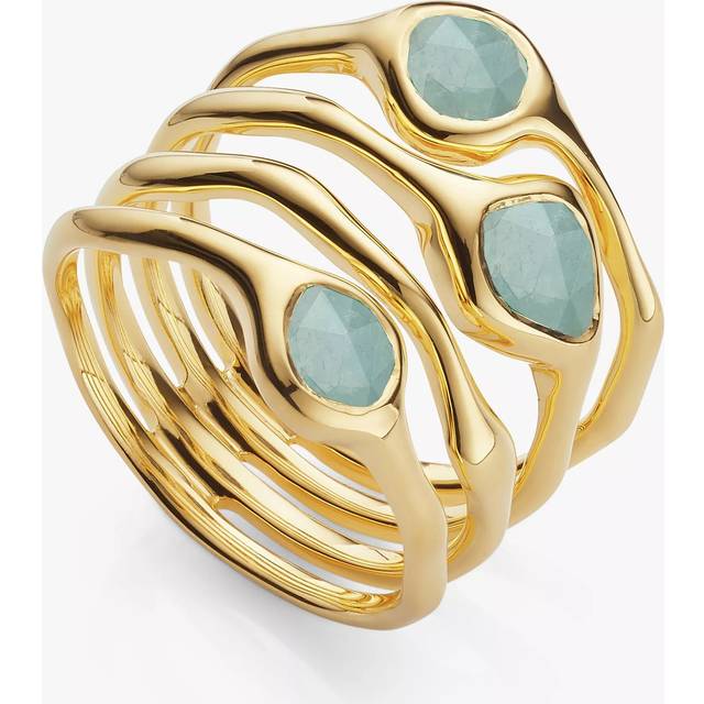 Monica Vinader Siren Aquamarine Cluster Cocktail Ring, Gold