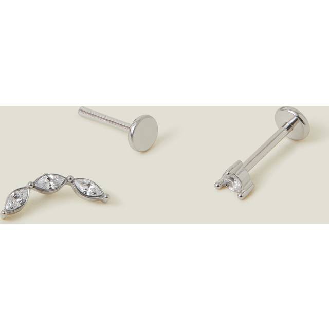 Multicolour 2-Pack Platinum-plated Surgical Steel Diamante Flatback Stud Earrings - Accessorize - One Size