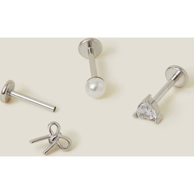 3-Pack Platinum-plated Surgical Steel Flatback Stud Earrings - Accessorize Multicolour - One Size